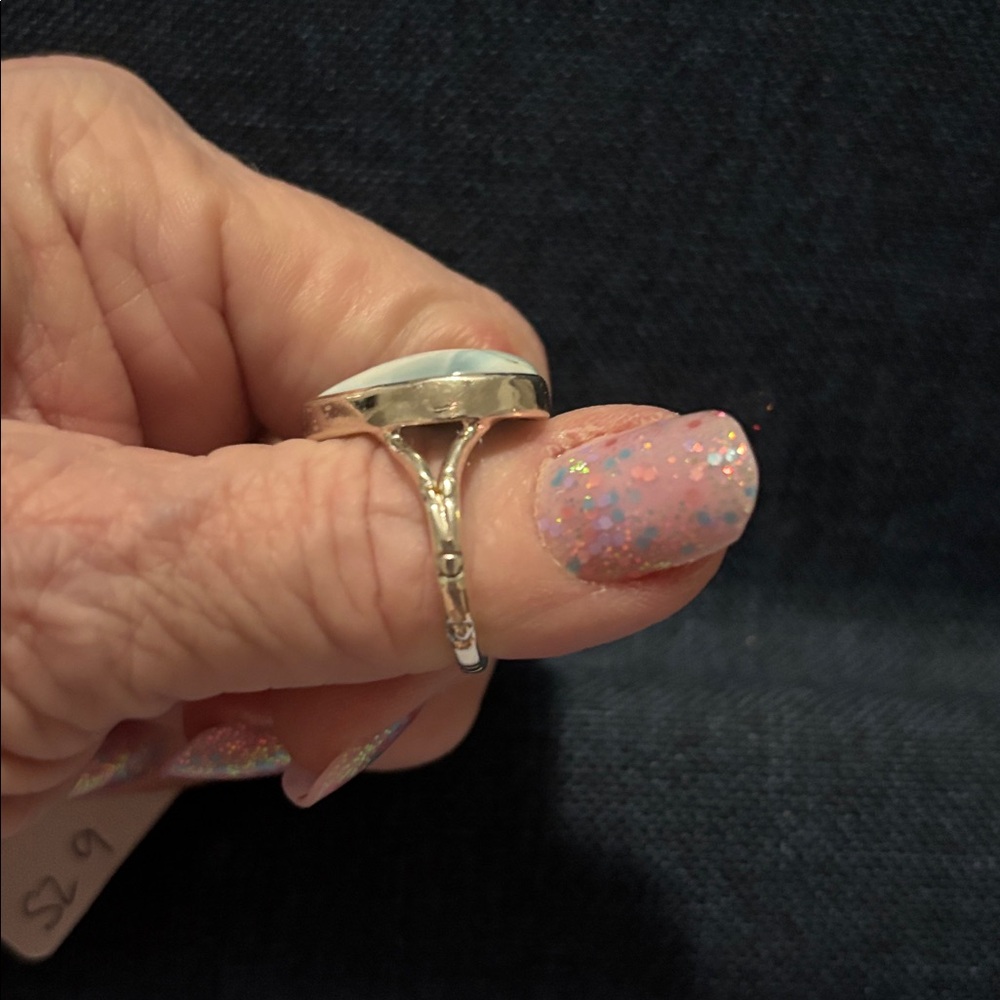 STERLING SILVER. Larimar Ring. Size9 NEW - Picture 5 of 7